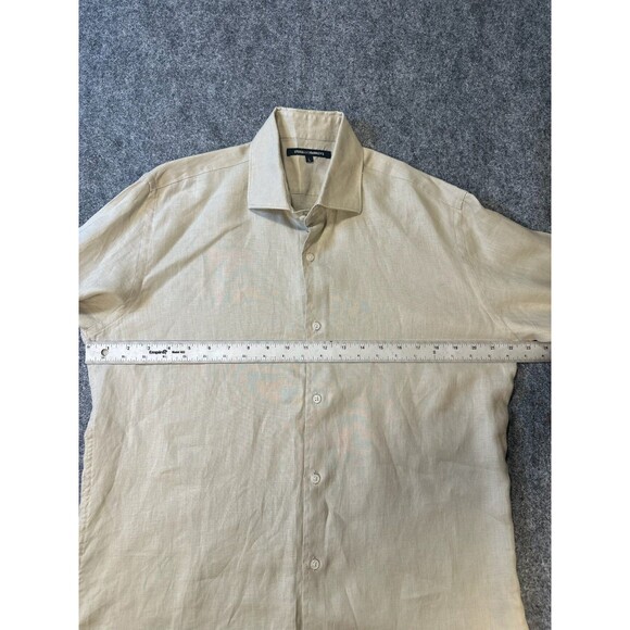 Mens Linen Shirt Size Large Neutral Beige 100 Percent Linen Long Sleeve Casual - Picture 6 of 8
